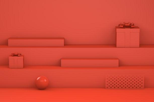 最小的红色楼梯，讲台和几何形状图片下载