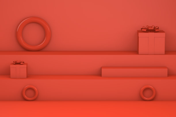 最小的红色楼梯，讲台和几何形状图片下载