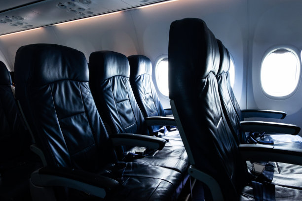 黑色真皮经济舱座位。图片下载