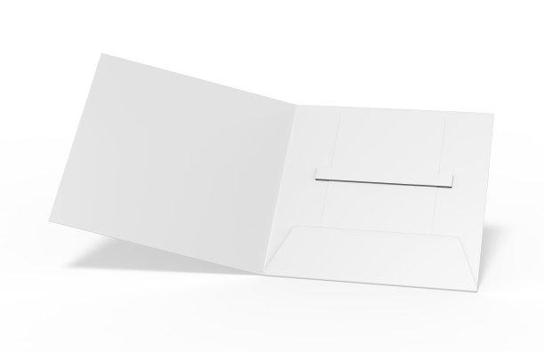 空白白色塑料卡片模型内的纸小册子持有人，模拟的模板上孤立的白色背景，3d插图图片下载