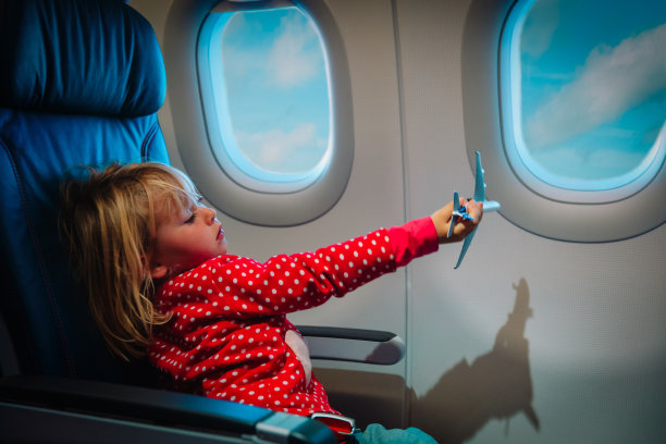 可爱的小女孩喜欢乘飞机旅行图片下载