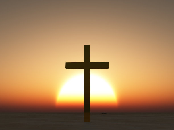 日落或日出与十字架图片下载