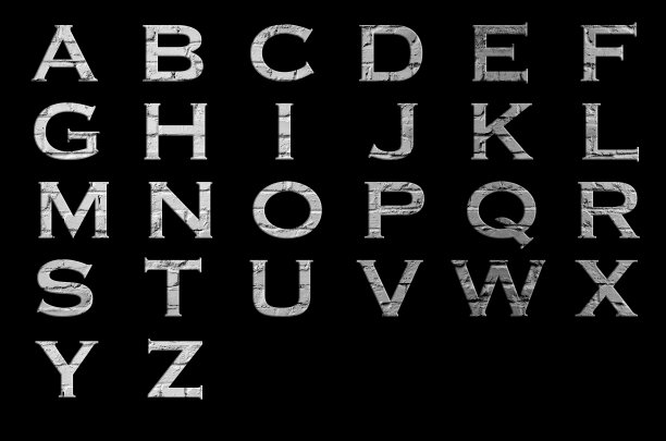 石头纹理字母表图片下载