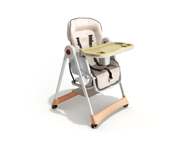 现代婴儿椅喂养3d渲染图像为广告上的白色图片下载