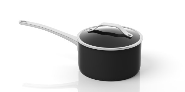 黑色不锈钢炖锅孤立在白色背景上。三维演示图片下载