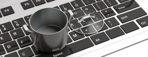 不锈钢烹饪锅电脑keaboard，横幅。三维演示图片下载