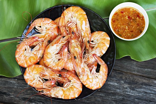 辣酱蒸虾。图片下载
