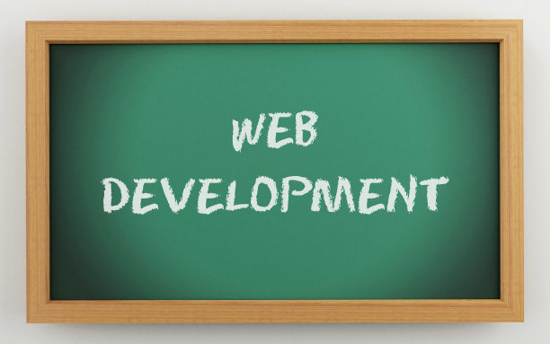 带有Web开发文本的3d黑板图片下载