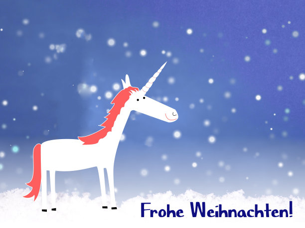 德语的“圣诞快乐”，还有可爱的独角兽图片下载