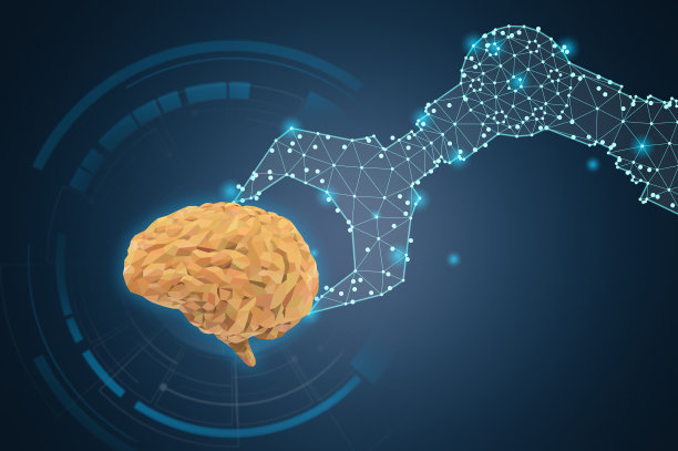 机器人手握多边形大脑图片下载