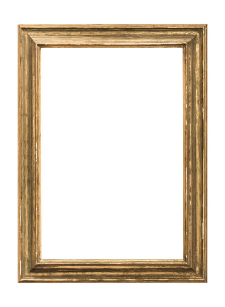 古董金色框架孤立在白色背景图片下载