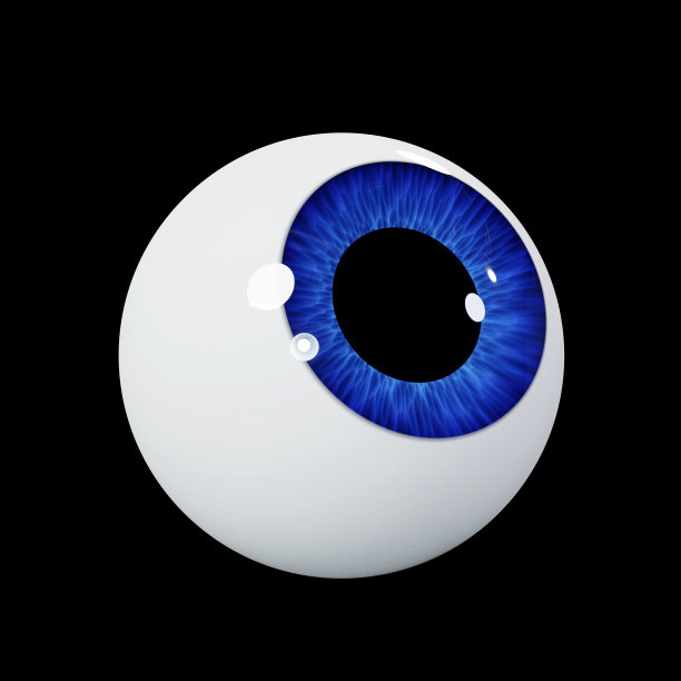 在黑色背景上观察蓝色虹膜与阴影分离的人类眼球(3d渲染)图片下载