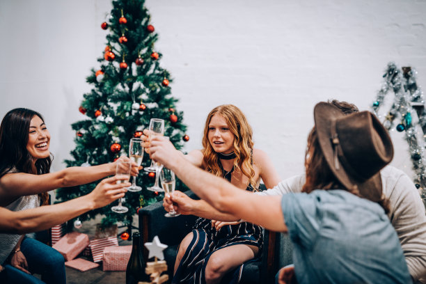 多民族的朋友在澳大利亚庆祝圣诞节图片下载