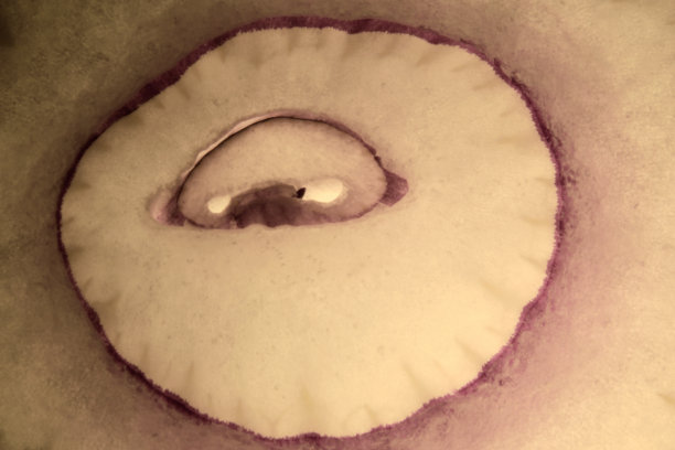 蓝色洋葱中间的微距摄影图片下载