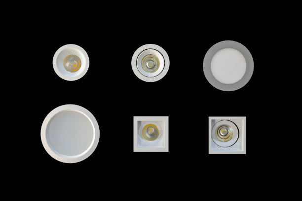现代灯泡孤立在黑色背景图片下载