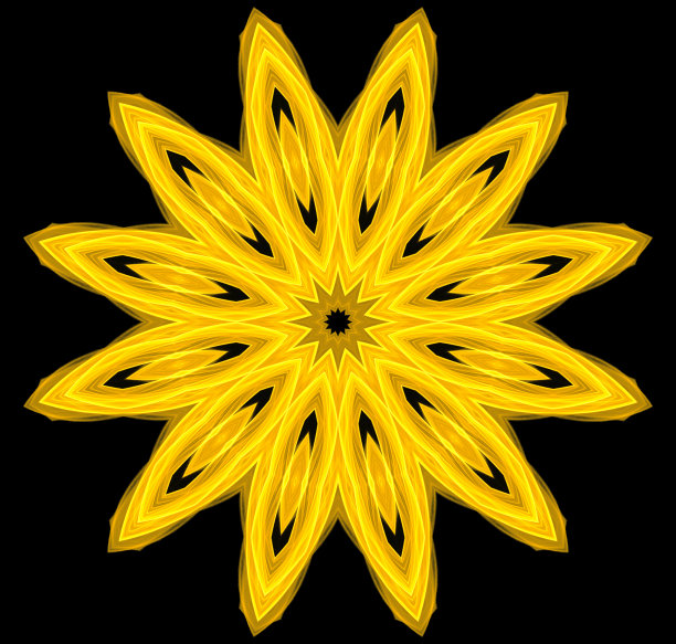 亮黄色圆圈图案孤立在黑色背景上图片下载