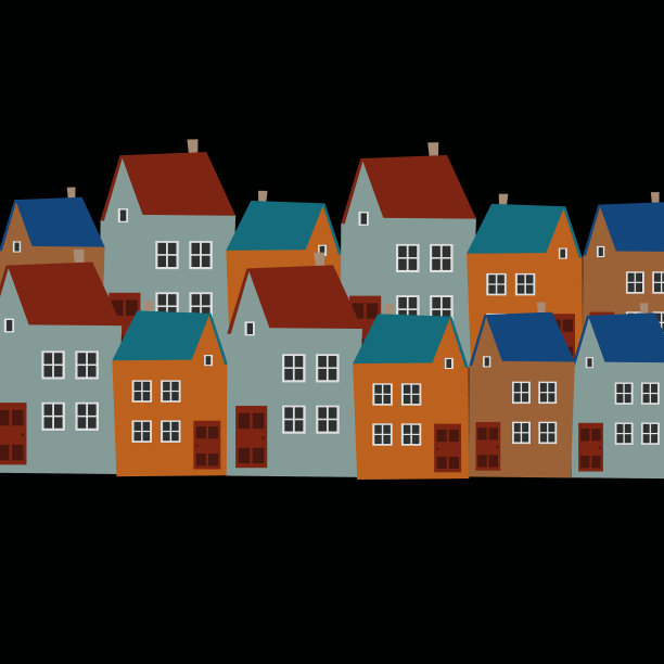 插图显示了彩色的房子。图片下载
