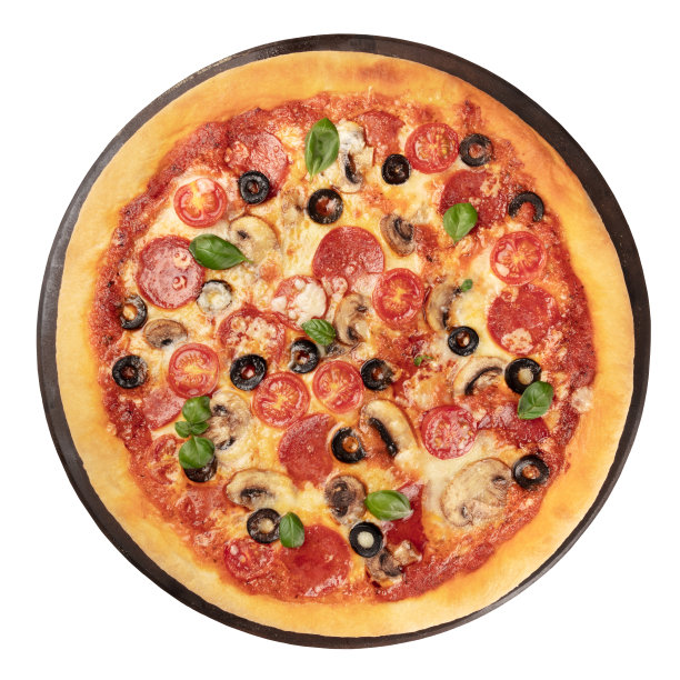 意大利辣香肠披萨，孤立在白色背景上，带有剪切路径图片下载