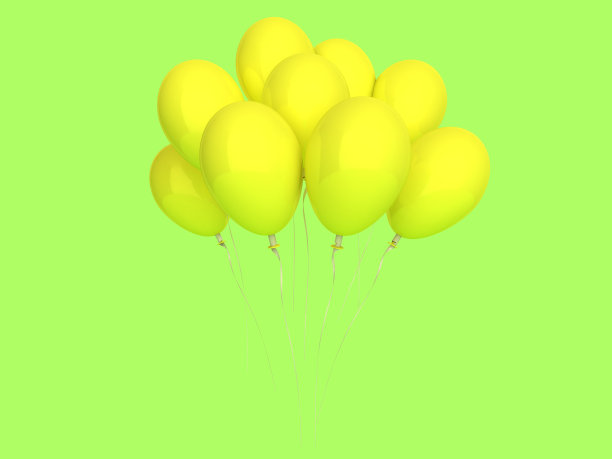 快乐的假期，放飞气球孤立的背景。3 d图片下载