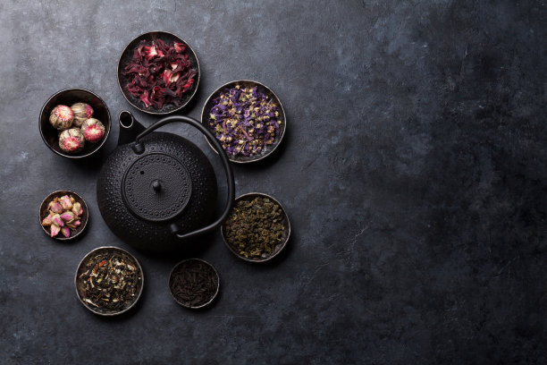 各种干茶和茶壶图片下载