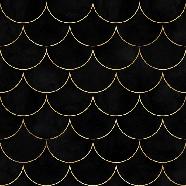 美人鱼鱼鳞黑丝绒波浪日本无缝图案图片下载