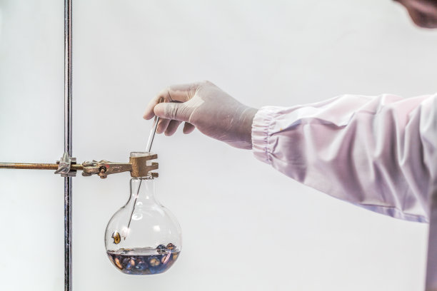 在煮沸的玻璃杯中搅拌蓝莓图片下载