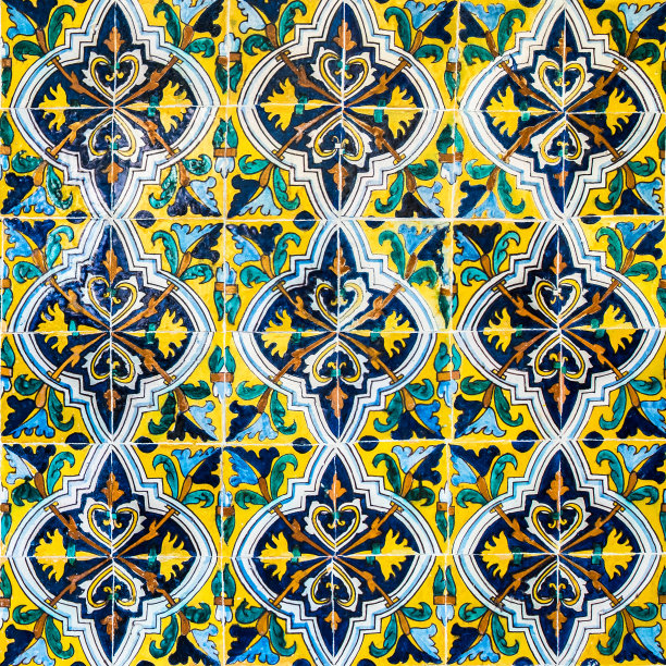 复古瓷砖背景，完美多彩的图案图片下载