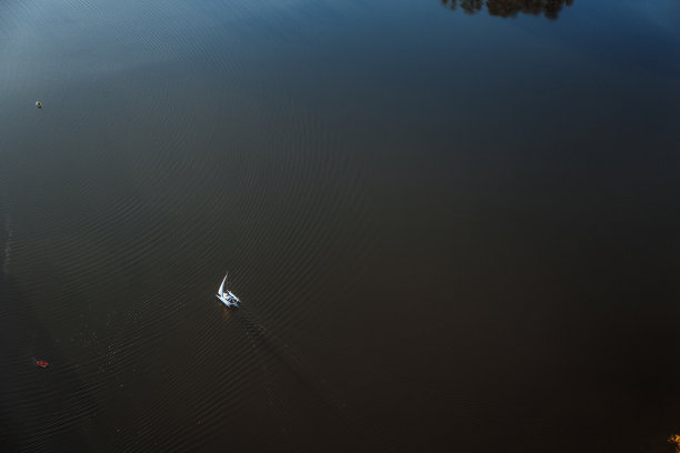 乡村湖和游艇从上面图片下载