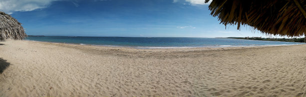 夏季空旷海滩的全景照片图片下载