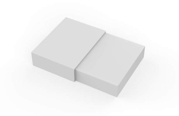 白色套筒纸板盒模板垂直站立，模拟模板在孤立的白色背景，3d插图。图片下载
