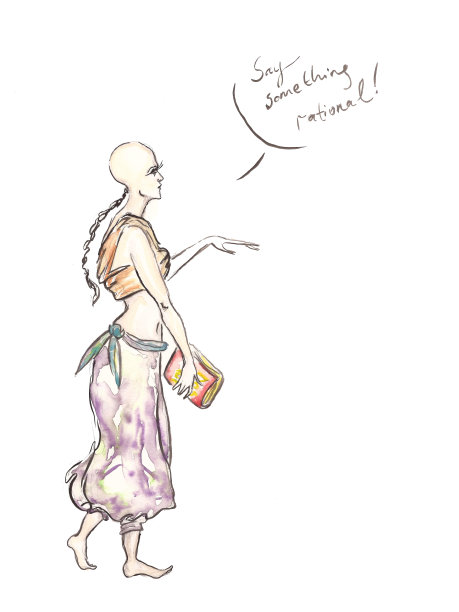 水彩卡通女孩肖像与说话气泡图片下载