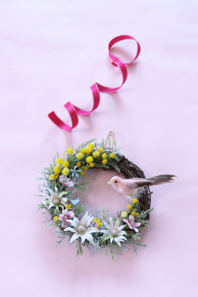 春天的花圈和鸟图片下载