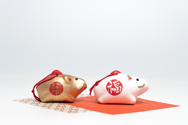 野猪的娃娃。日本的新年卡片。图片下载