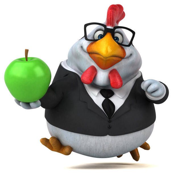 有趣的鸡- 3D插图图片下载