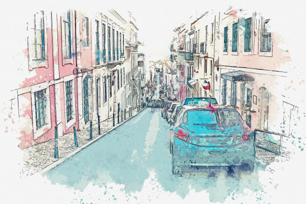 葡萄牙里斯本的传统街道图片下载