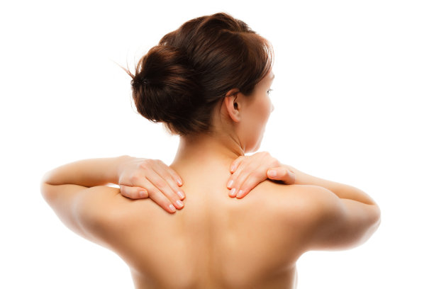 女人按摩颈部疼痛图片下载