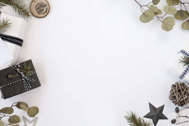 圣诞物品上的白色。插入文本。北欧风格。圣诞节的照片图片下载