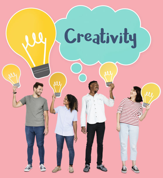 人们拿着有创意的灯泡图标图片下载