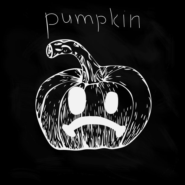 万圣节南瓜墨在黑板背景上的插图图片下载