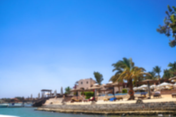 美丽的海岸线和红海上的房子和酒店。埃及的旅游区。赫尔格达及其传统。设计素材照片图片下载