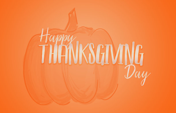 感恩节快乐插图，橙色背景，南瓜画图片下载