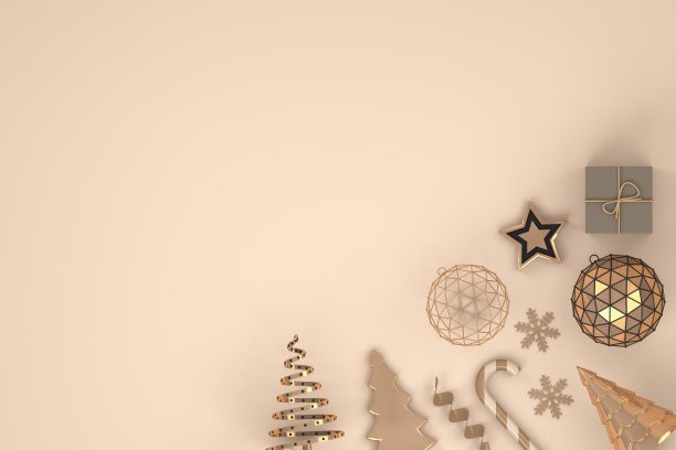 简约圣诞概念，3d渲染装饰图片下载