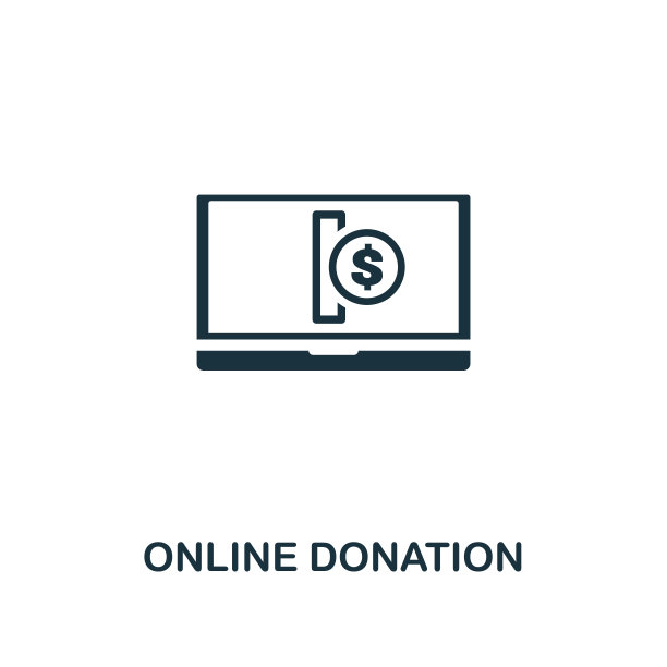 在线捐赠的图标。来自众筹图标收集的付费风格设计。用户界面和用户体验。像素完美的在线捐赠图标。用于网页设计，应用程序，软件，打印使用。图片下载