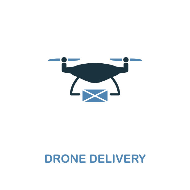 无人机交付图标在两种颜色的设计。高级风格从智能设备图标收集。UI。无人机送货图标说明。用于网页设计，应用程序，软件和打印。图片下载