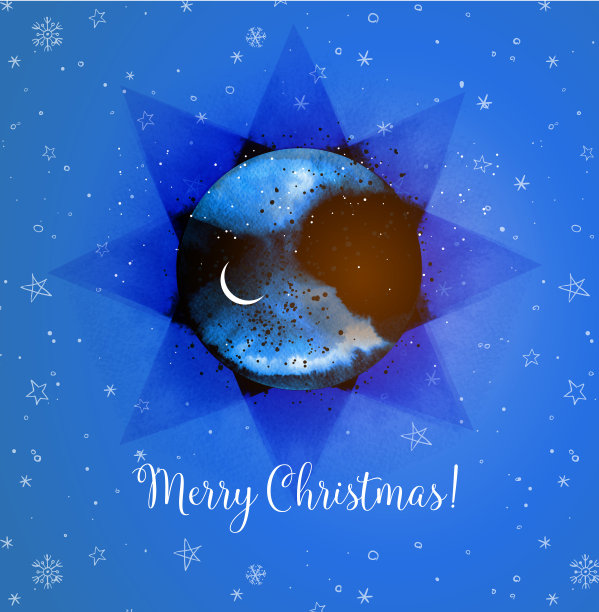 圣诞贺卡和大蓝色的星星和天空图片下载