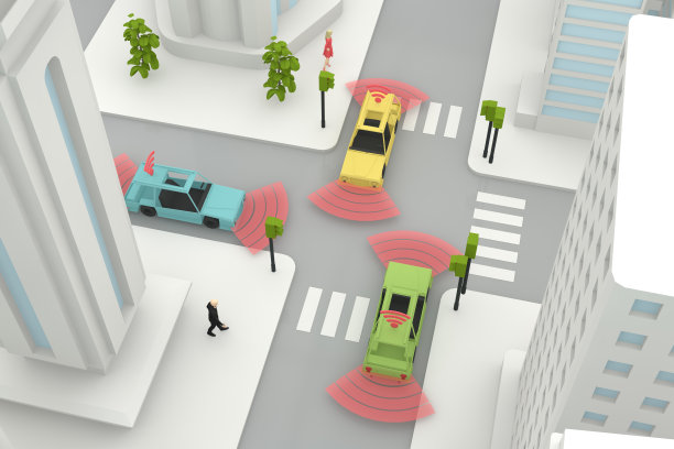 自动驾驶，自动驾驶，无人驾驶，联网汽车，智慧城市概念图片下载