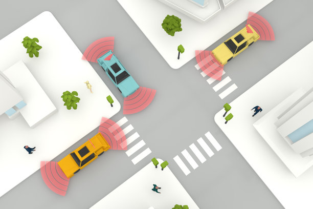 自动驾驶，自动驾驶，无人驾驶，联网汽车，智慧城市概念图片下载