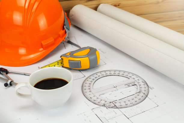 咖啡杯配头盔等图纸，建筑概念图片下载