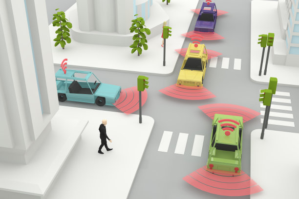 自动驾驶，自动驾驶，无人驾驶，联网汽车，智慧城市概念图片下载