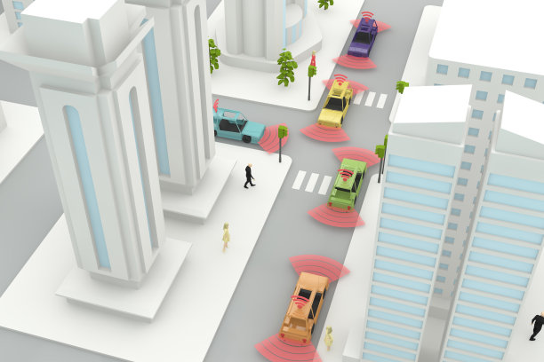 自动驾驶，自动驾驶，无人驾驶，联网汽车，智慧城市概念图片下载